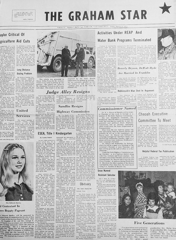The Graham Star's front page from 50 years ago (Jan. 11, 1973).