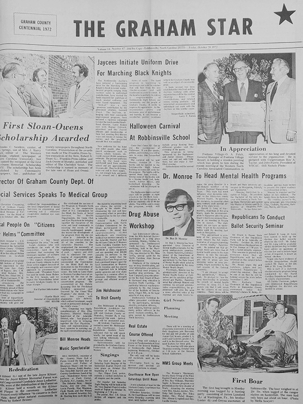The Graham Star’s front page from 50 years ago (Oct. 20, 1972).