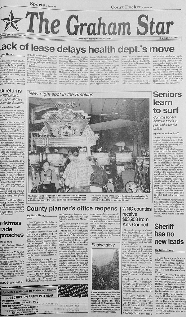 The Graham Star's front page from 25 years ago (Nov. 20, 1997).