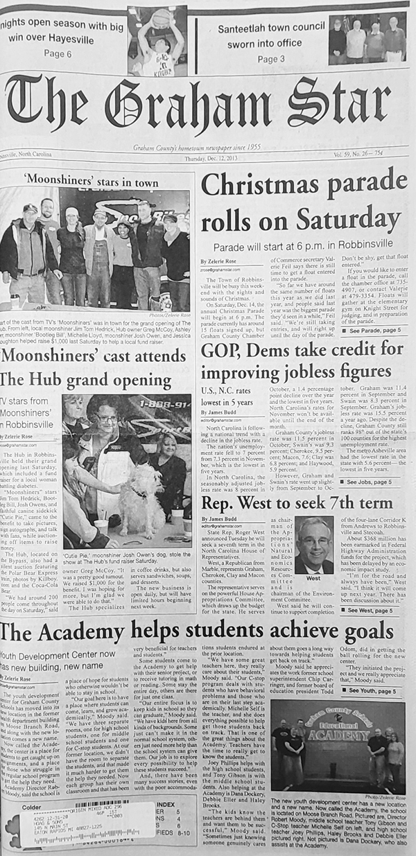 The Graham Star's front page from 10 years ago (Dec. 12, 2013).