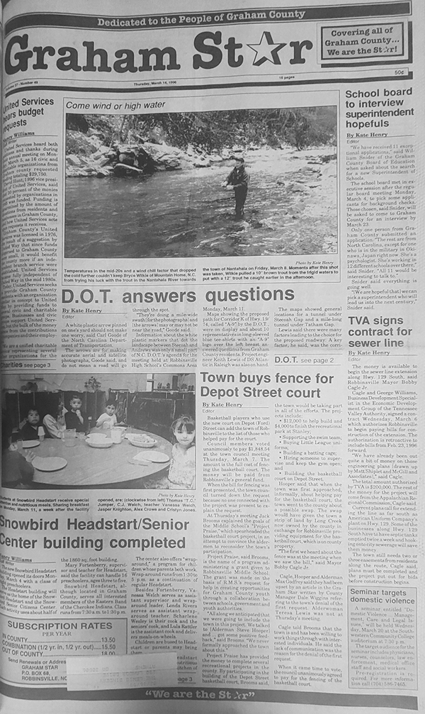 The Star's front page from 28 years ago: March 14, 1996.