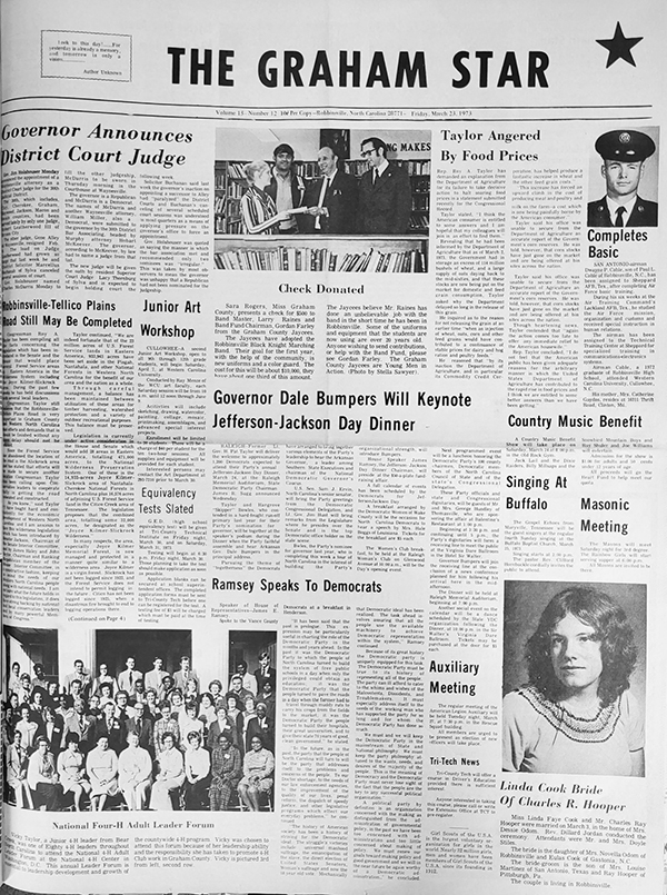 The Graham Star’s front page from 50 years ago (March 23, 1973).