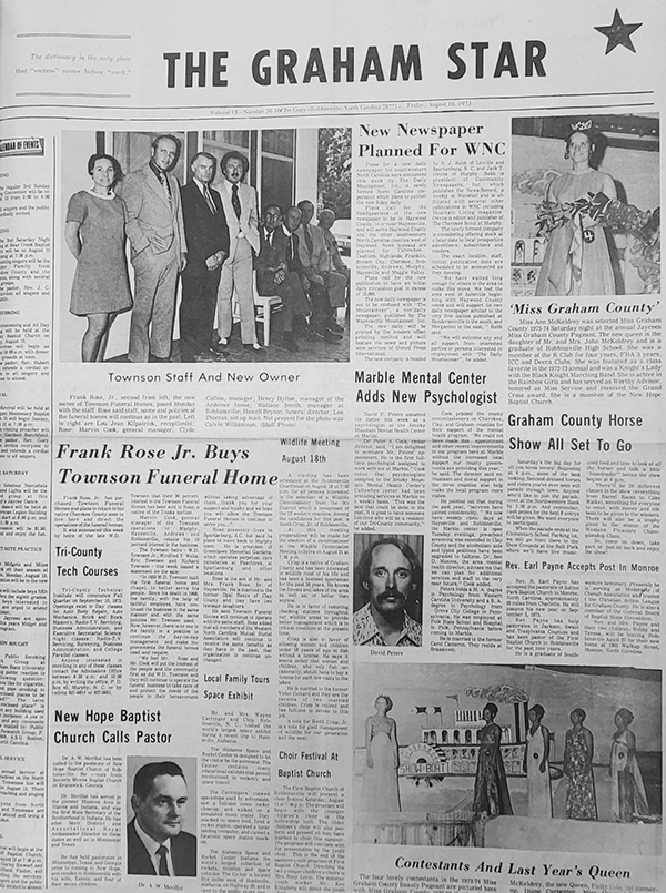 The Graham Star’s front page from 50 years ago (Aug. 10, 1973).