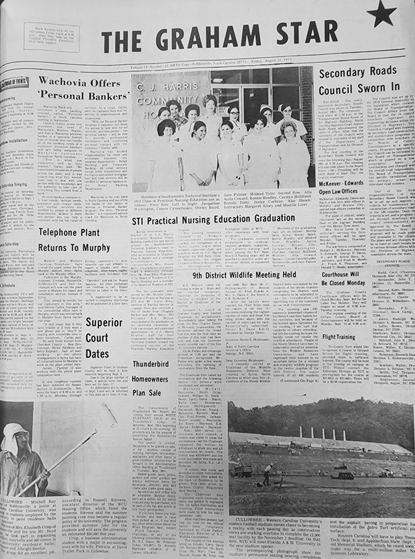 The Graham Star’s front page from 50 years ago (Aug. 31, 1973).