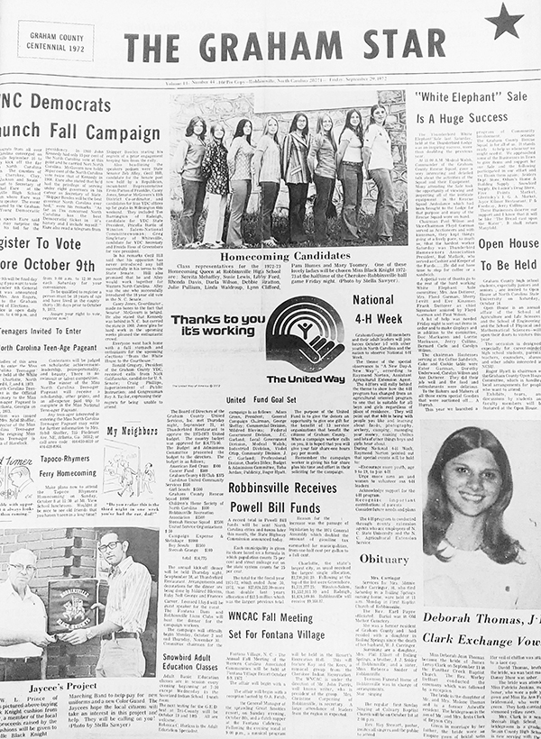 The Graham Star’s front page from 50 years ago (Sept. 29, 1972).