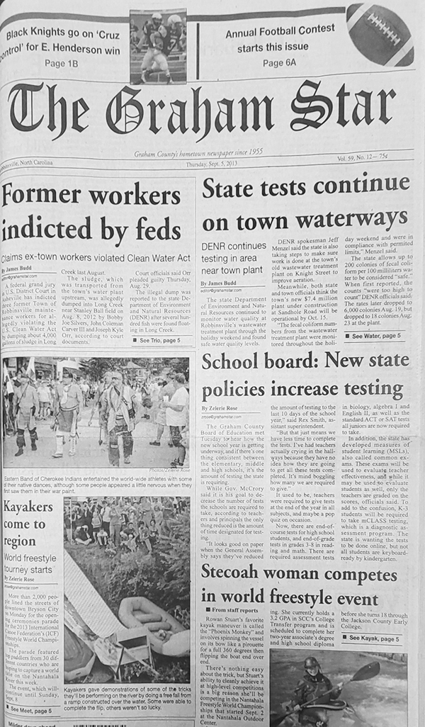 The Graham Star’s front page from 10 years ago (Sept. 5, 2013).