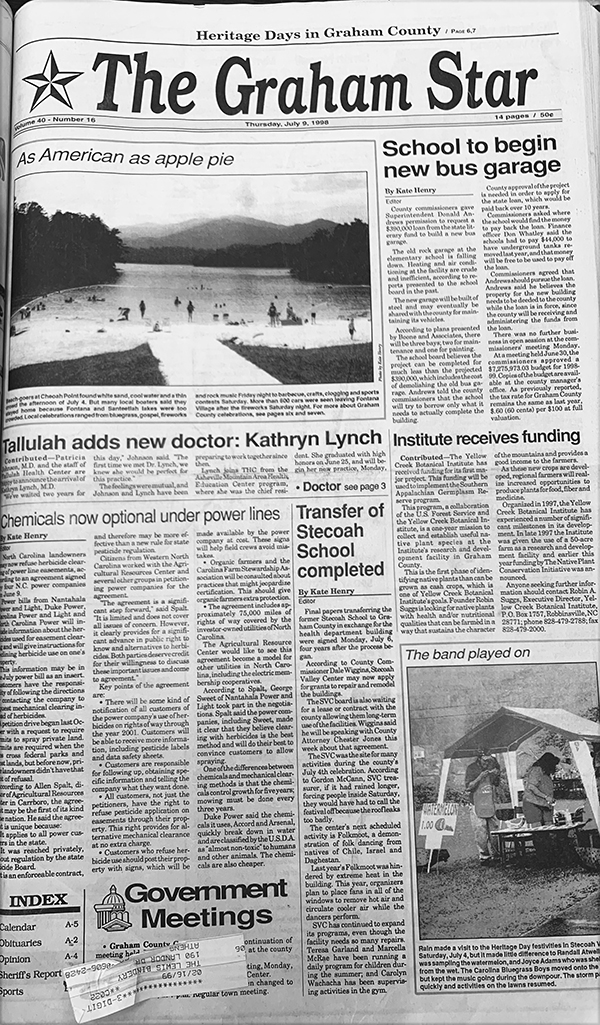 The Graham Star's front page from 25 years ago (July 9, 1998).