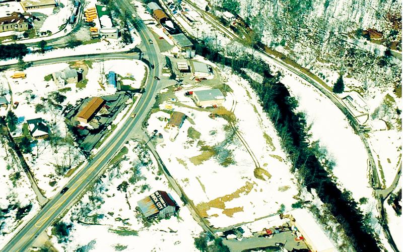 An aerial view of Robbinsville, after the now-infamous “Blizzard of ‘93” originally dumped well over three feet of snow in Graham County.