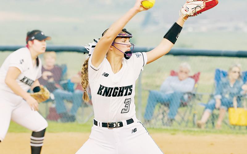 Lady Knights junior Memory Frapp improved to 6-0 on the season April 6, flirting with a no-no while striking out seven Lady Devils in a five-inning, 11-0 rout over Swain County. Photo courtesy of Miranda Buchanan/Robbinsville High School Yearbook