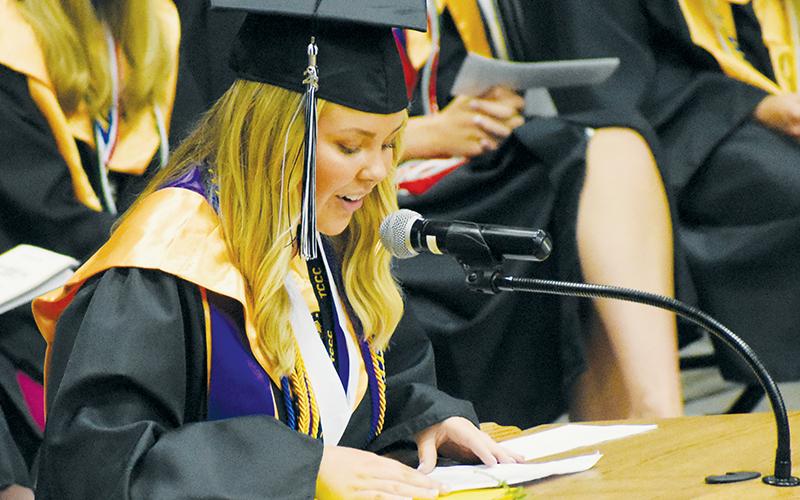Class of 2023 Valedictorian Haylee Crisp challenged her peers to remain true to themselves throughout the course of life. Photo by Kevin Hensley/editor@grahamstar.com
