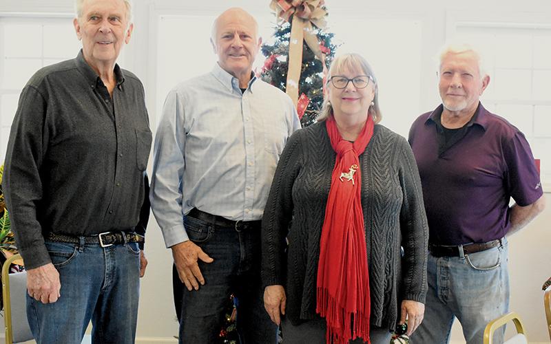 The new Lake Santeetlah council was sworn in Monday. From left are Ralph Strunk, Kevin Haag, Diana Simon and Keith Predmore. Jim Hager – who was appointed as finance officer – was not present. Photo by Ruby Annas/news@grahamstar.com