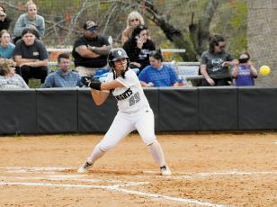 Naomi Taylor – shown preparing for contact April 2 against Andrews – was keyed in during Robbinsville’s April 10 appointment at Western Carolina University, blistering three home runs in the Knights’ win over A.C. Reynolds. Photo by Jacquline Gayosso/The Graham Star