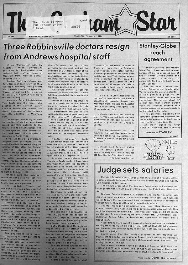 The Star’s front page from 39 years ago: Jan. 2, 1986.