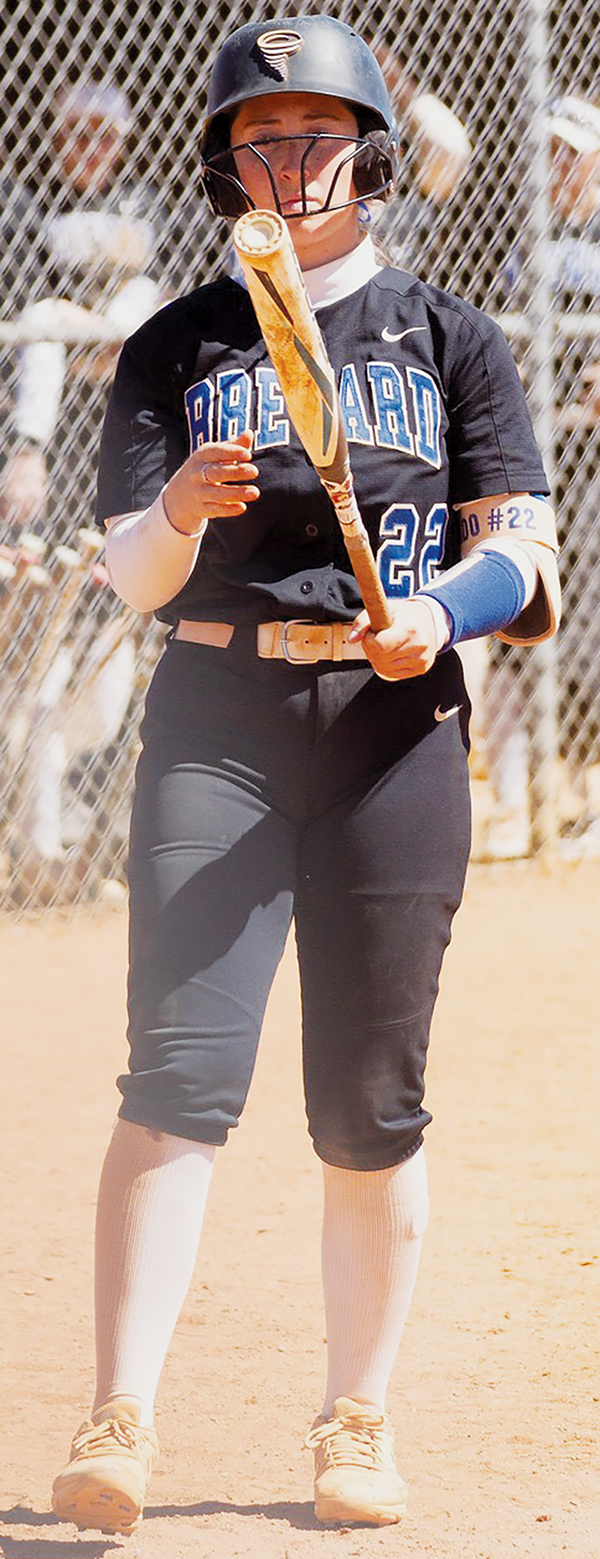Brevard senior Gabby Hooper approaches the plate. Photo courtesy of Sam Streeter/Brevard College Athletics