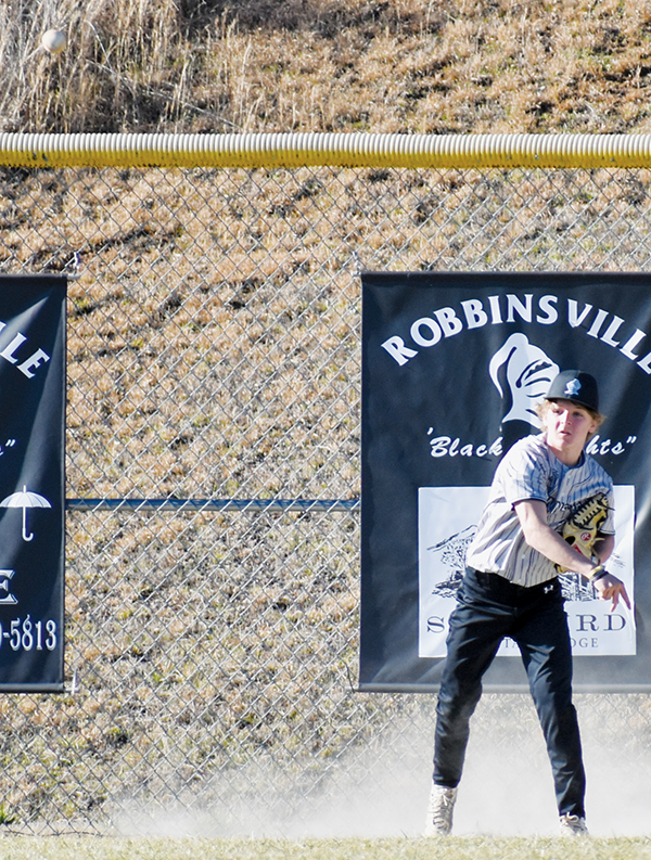 Benton Gibby fires the ball from the warning track during Monday’s home opener against Towns County. Photo by Jacquline Gayosso/The Graham Star