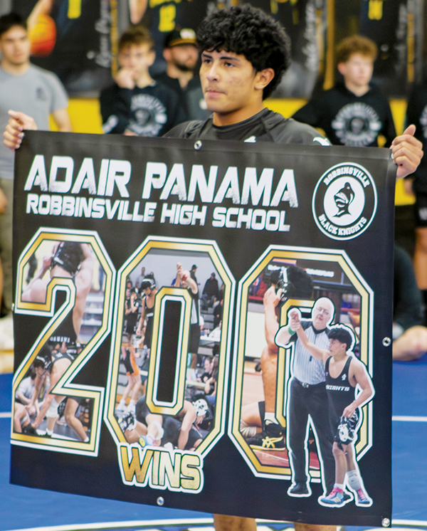 Senior Adair Panama secured his 200th career victory during Saturday’s conference duals. Photo by Cannon Crompton/Cherokee Scout