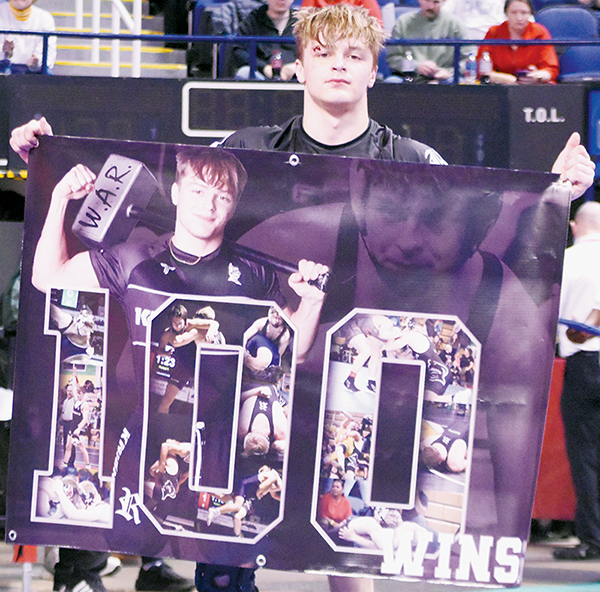 Black Knights senior Bobby Moore picked up his 100th career victory in the  consolation semifinals of the state individual tournament Saturday.