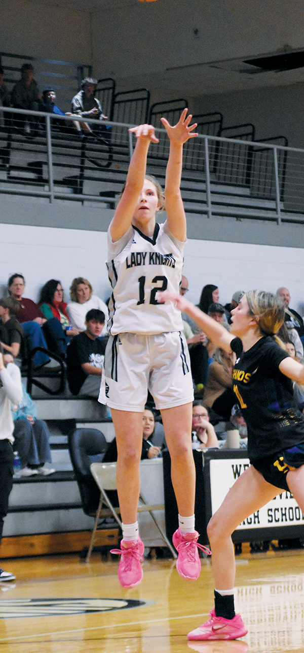 Zaelyn Phillips airs out a 3-pointer during the third quarter of Friday's home game against Highlands. Photo by Kevin Hensley/sports@grahamstar.com