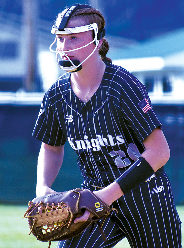 Ella Nelms waits to fire a pitch during Game 2 of March 20’s home doubleheader against Andrews. Robbinsville’s freshman hurler is averaging 10.1 strikeouts per game. Photo by Bella Eddings/The Graham Star