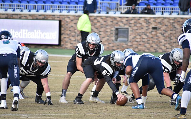 Robbinsville quarterback Nathan Collins prepares to take the snap during the first half of Saturday's 1A state championship football game in Durham. Photo by Kevin Hensley/editor@grahamstar.com