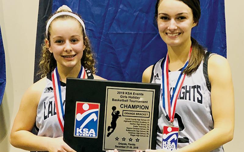For their hard work throughout the weekend, Lady Knights Desta Trammell (left) and Cambrie Lovin were named the tournament MVPs.