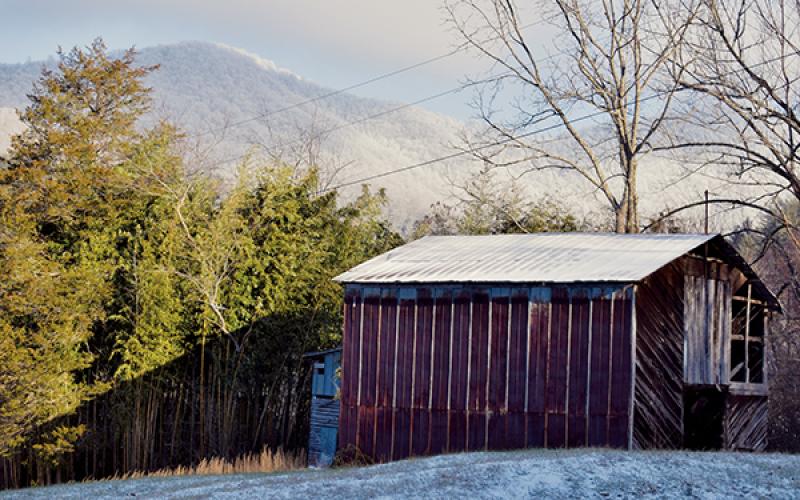 A tobacco barn on Hwy. 143, captured after snow fell in Graham County in Jan. 2018. Photo by Art Miller/amiller@grahamstar.com