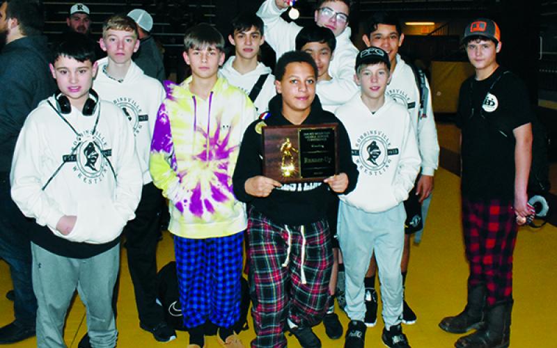 The Robbinsville Middle School Black Knights finished second at Saturday’s Smoky Mountain Conference Tournament in Cherokee. From left are Ryelon Waldroup, Ethan Webster, Houston Ditmore, Dalton Hill, Isaac Picon, Juan Rios, Koleson Dooley, Mason Phillips, Anjelo Fierro and Whelon Sellers. Photos by Kevin Hensley/editor@grahamstar.com
