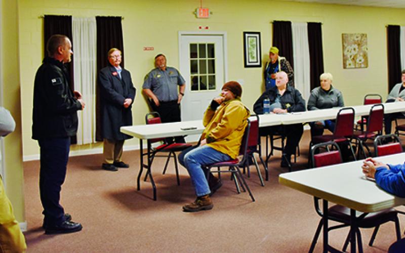 Chief Deputy Chuck Stewart speaks during Feb. 27’s Community Safety Meeting in Stecoah. Photo by Art Miller/amiller@grahamstar.com