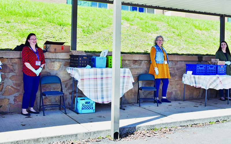 Robbinsville Elementary School had some faculty on-hand to distribute supplies to students on Thursday, March 26. Photo by Art Miller/amiller@grahamstar.com