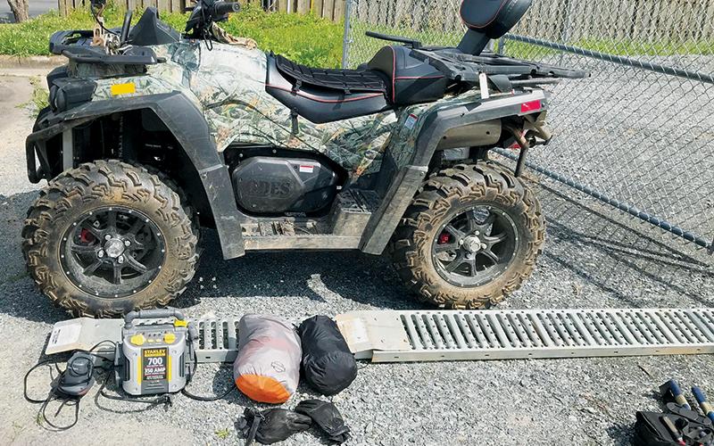 This 4-wheeler and other stolen items were recently recovered by the Graham County Sheriff’s Office. A Tuskegee man has been charged for stealing the property. Photo courtesy of Graham County Sheriff's Office