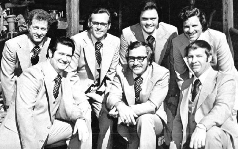 The Journeymen expanded from the original quartet, with a variety of members over their 22 years. On the cover of one of their four albums are (front row, from left): Ray Lane, first tenor; Willie Bratcher, lead and Ron Wilcox, piano. Second row, from left: Jackie Anderson, baritone; Wayne Williams, bass; Joe Collins, drums and Herman Spell, bass guitar.