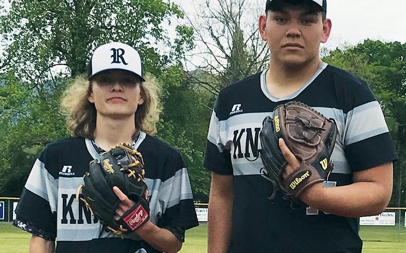 Robbinsville’s Kade Garrison (left) and Rossi Wachacha combined to throw a no-hitter at Andrews on Tuesday. Photo by Kevin Hensley/sports@grahamstar.com