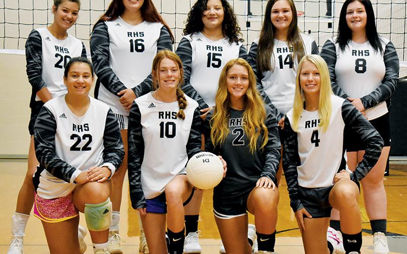 The 2021 Robbinsville Lady Knights are (front row, from left): Fala Welch, Zoie Shuler, Halee Anderson and Kensley Phillips. Back row (from left) are Yeika Jimenez, Aubrie Wachacha, Phoebe Rattler, Ivy Odom and Kylie Farley. Not pictured are Ally Ayers, Delaney Brooms, Tai Owle and Kelsey Waldroup. Photo by Kevin Hensley/sports@grahamstar.com