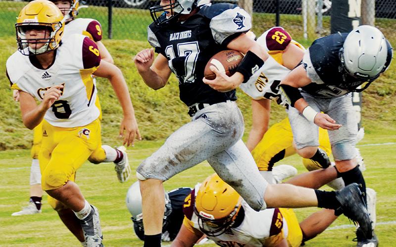 Robbinsville’s Cooper Adams rushed for two touchdowns and two conversions in the Knights’ 34-12 season-opening win over Cherokee. Photo by Art Miller/amiller@grahamstar.com