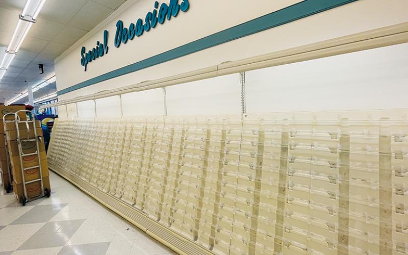 Ingles in Robbinsville has already began the process of clearing out its card section, which will be replaced with beer and wine in 2022. Photo by Randy Foster/The Graham Star
