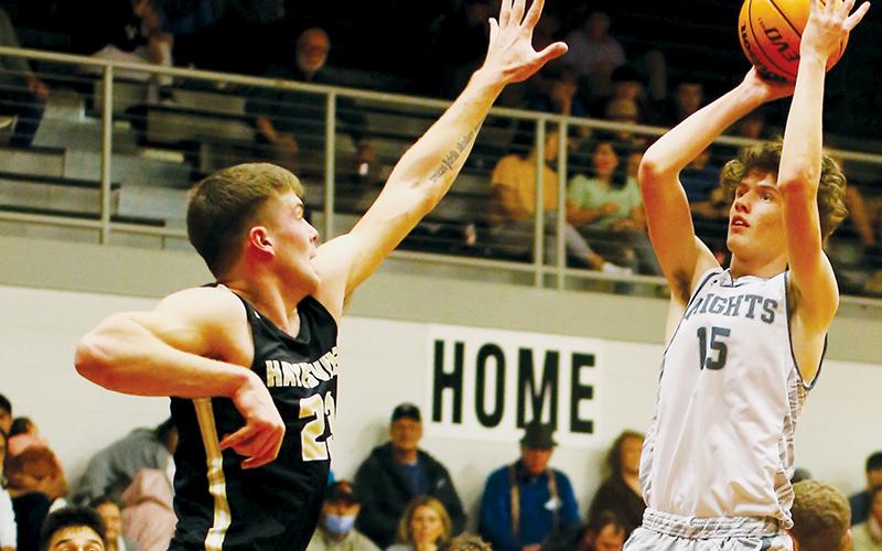Robbinsville’s Donovan Carpenter focuses on a second-half bucket during Friday’s 51-44 loss to Hayesville. Photos by Miranda Buchanan/Robbinsville High School Yearbook