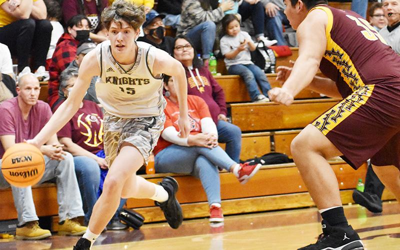 Robbinsville sophomore Donovan Carpenter drives to the paint during Feb. 12's Smoky Mountain Conference Tournament quarterfinal against Cherokee. Photo by Kevin Hensley/sports@grahamstar.com