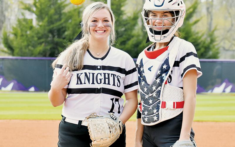 Patience (left) and Memory Frapp made up the Robbinsville battery April 13, in a 7-1 win over Copper Basin. The game was played at Young Harris College. Photo by Kevin Hensley/sports@grahamstar.com