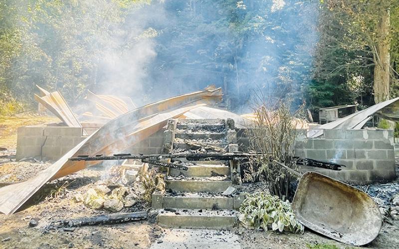 This is all that remains of the house at 1368 Meadow Branch Road, which burned to its foundation early Wednesday, June 1. Photo by Randy Foster/news@grahamstar.com
