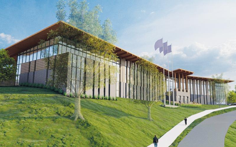 An architectural rendering shows a conceptual plan for a new Graham County Justice Center off West Fort Hill Road. Graphic courtesy of Heery Design, Orlando, Fla.