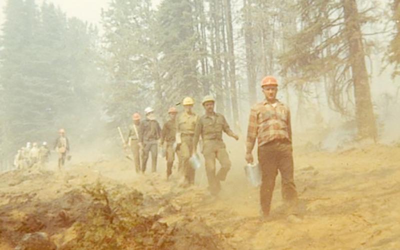 Firefighters in Washington State during August 1970. Photo by Marshall McClung/The Graham Star