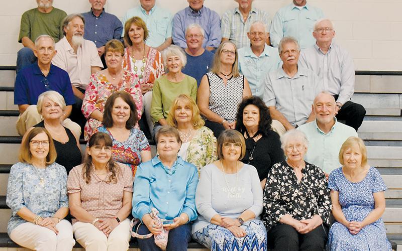 The Robbinsville High School Class of 1972 gather for a photo Saturday. Photo by Kevin Hensley/editor@grahamstar.com