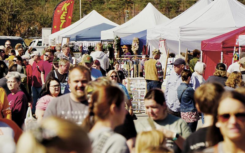 A swarm of attendees mill around Saturday’s Cherohala Skyway Festival. The annual extravaganza is held in Tellico Plains, Tenn., which was connected to Robbinsville with the skyway’s opening in 1996. Photos by Randy Foster/news@grahamstar.com