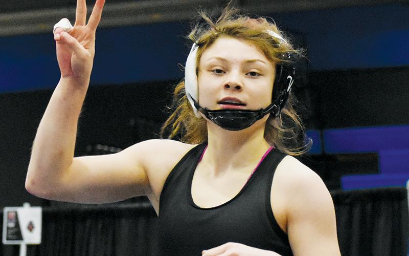 Aynsley Fink – shown moments after clinching her second women’s invitational championship Feb. 5 – stepped out from the pack during her time at Robbinsville. Young, female athletes across Graham County took notice. Photo by Kevin Hensley/sports@grahamstar.com