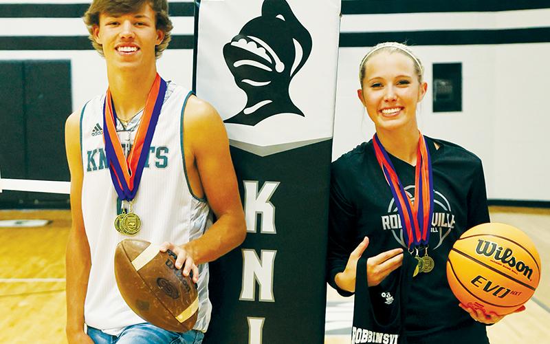 Robbinsville seniors Brock Adams (left) and Kensley Phillips were recently named as the school’s 2022 Heisman High School Scholarship winners. Photo courtesy of Miranda Buchanan/Robbinsville High School Yearbook