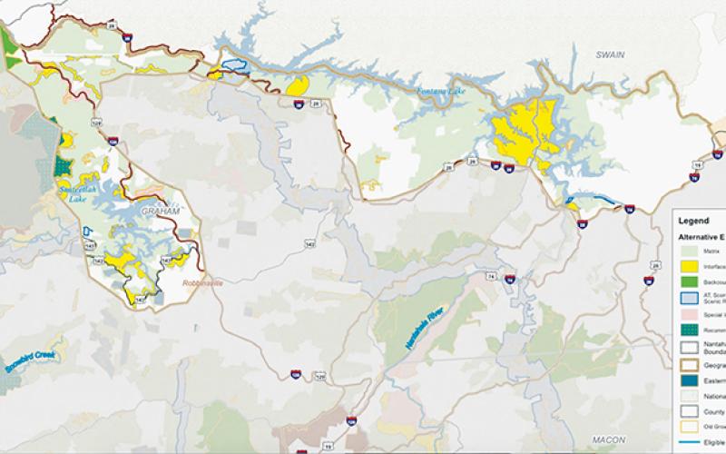 This map illustrates the new U.S. Forest Service management plan for a large portion of the Southern Region, as it pertains to Graham County.