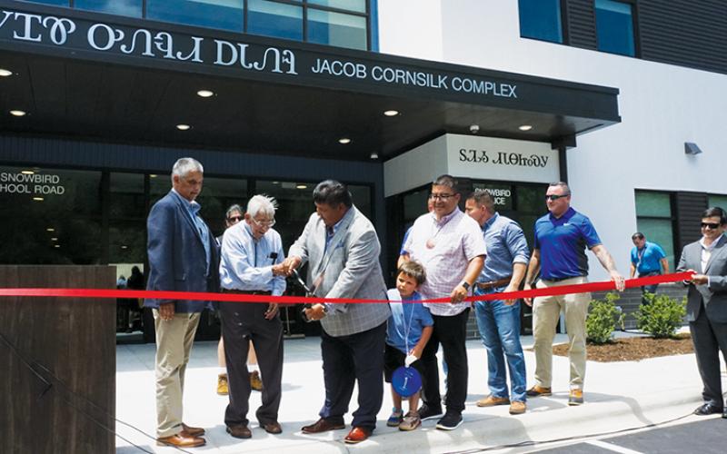 The Jacob Cornsilk Community Center opened in the Snowbird portion of Graham County on June 3. At a cost north of $19 million, the 48,000 square-foot complex houses Snowbird’s health clinic, library and recreational department. Daniel Rattler (second from left) was present for the ribbon cutting, but passed away in November. Photo by Randy Foster/news@grahamstar.com