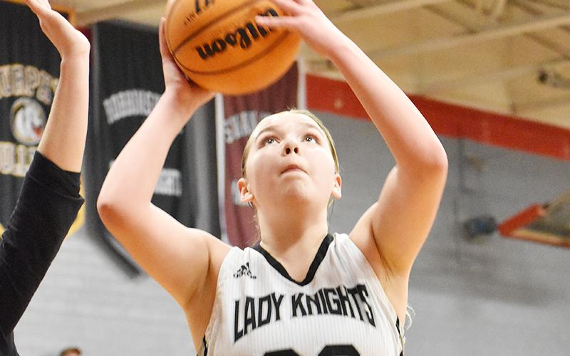 Sophomore small forward Liz Carpenter had 17 points for Robbinsville in the Lady Knights' tournament-semifinal win over Murphy on Tuesday. Photos by Kevin Hensley/sports@grahamstar.com