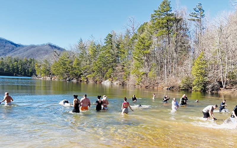 The Polar Plunge returned Feb. 18, the first time the frigid event had been held since the start of the COVID-19 pandemic. Photo courtesy of Graham County Schools
