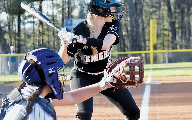 Lady Knights senior Kensley Phillips has already sprinted to three triples in the first four games of the year. She is batting .312 this season. Photo by Montana Buchanan/The Graham Star